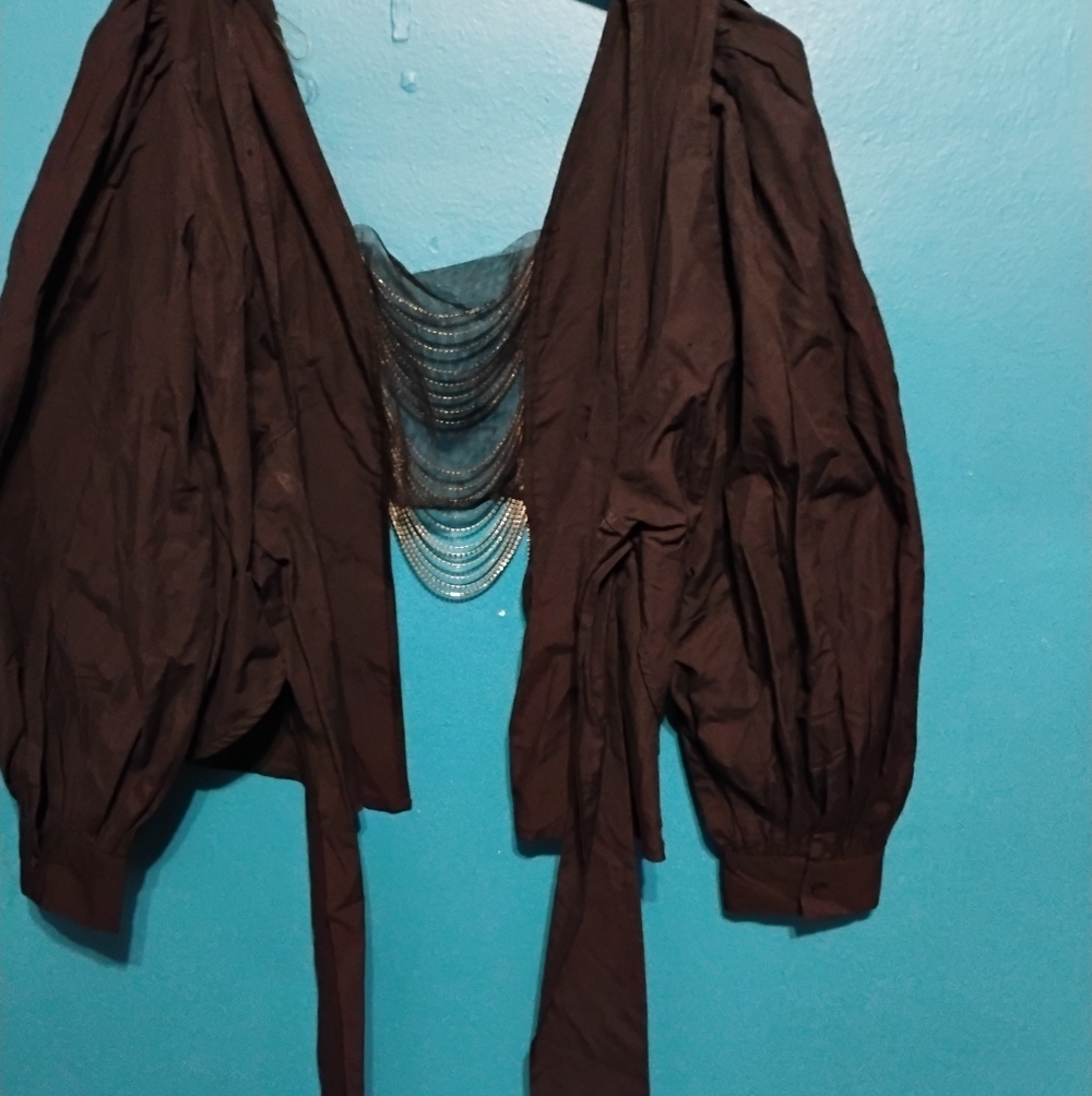 Elegant Black Women's Tie Shirt